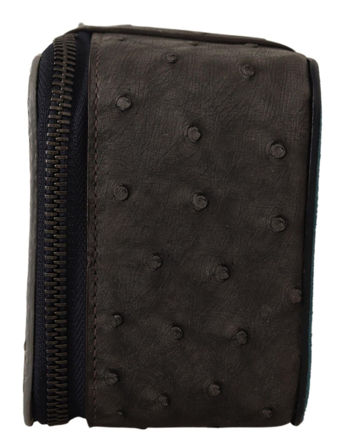Dolce & Gabbana Graue Haut Leder Vanity Case Toilettenartikel Rasiertasche