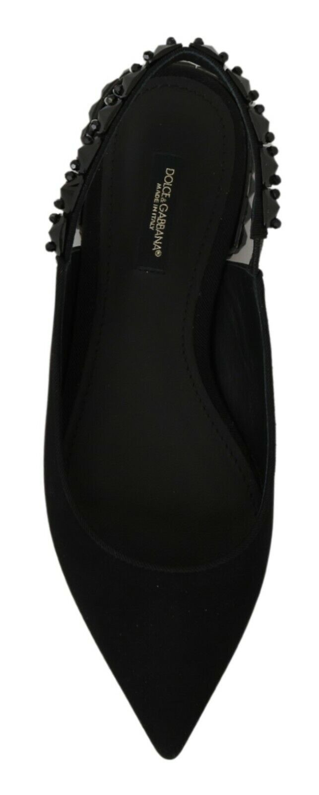 Dolce & Gabbana Schwarze Flats Slingback Charmeuse Schuhe