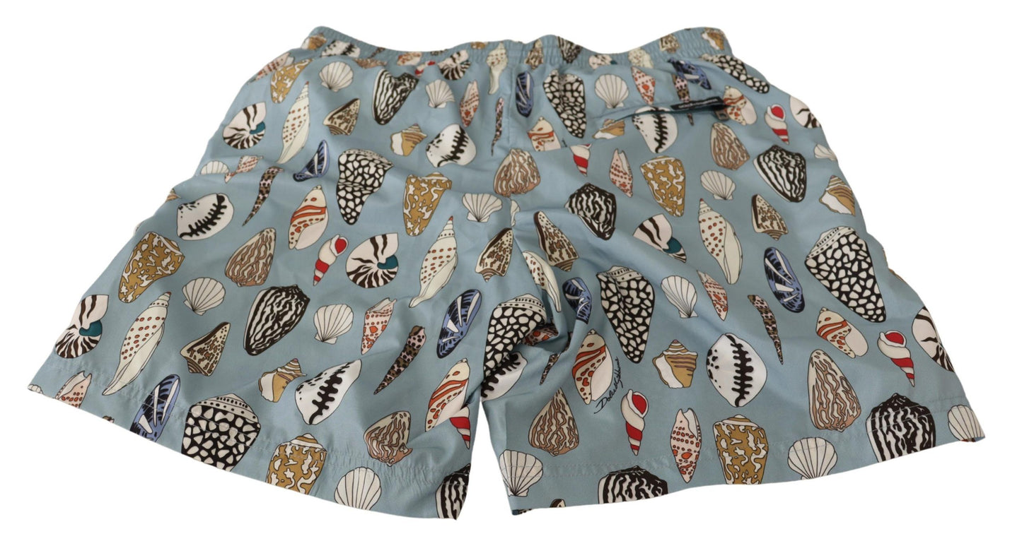 Dolce & Gabbana Blaue Muschel Strandbekleidung Bademode Shorts