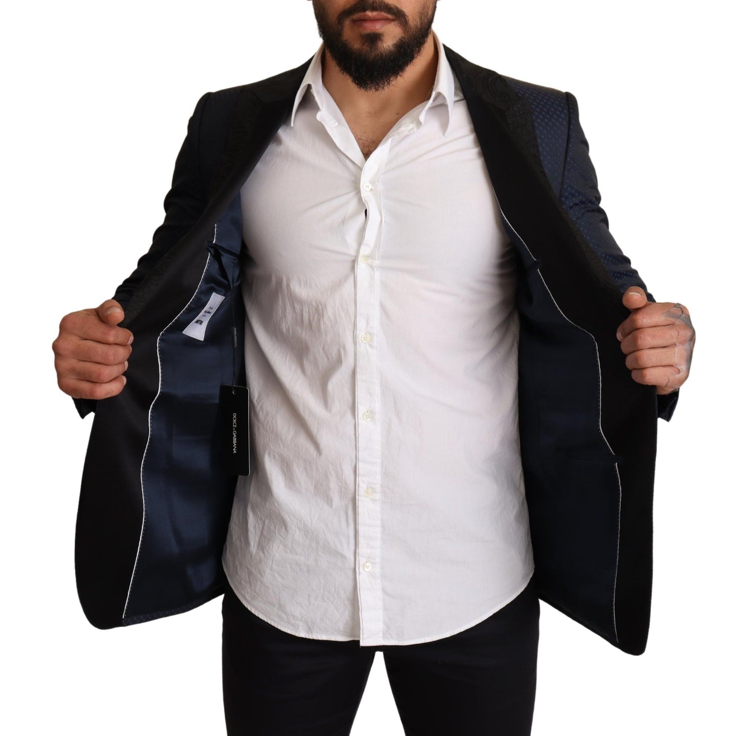 Dolce & Gabbana Blauer Wollblazer mit schmaler Passform MARTINI Blazer Jacket