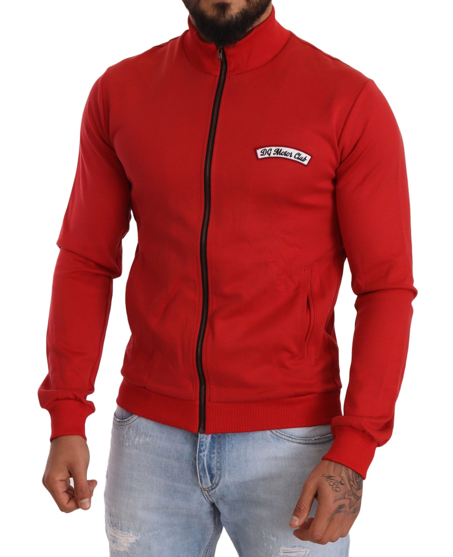 Dolce & Gabbana Roter DG Motor Club Zipper Stretch Pullover