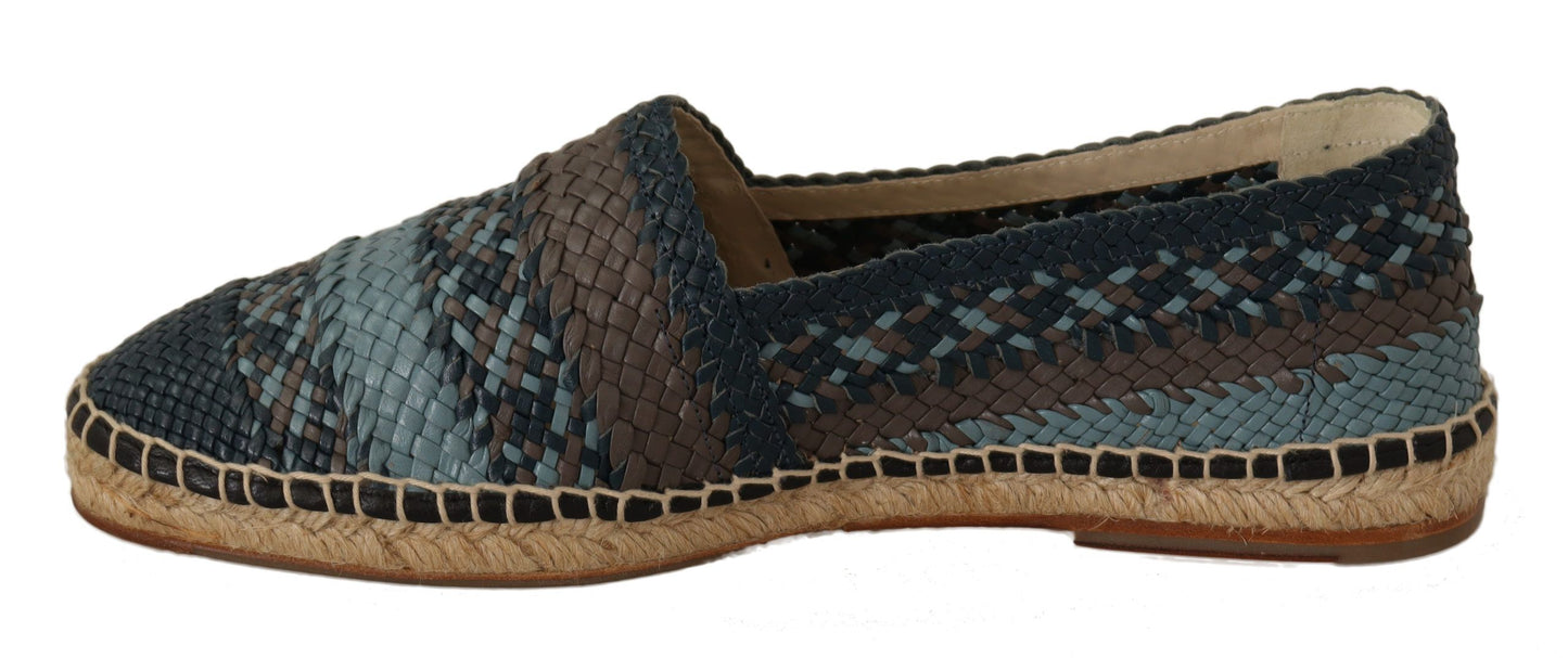 Dolce & Gabbana Blau Gray Slip On Buffalo Espadrille Schuhe