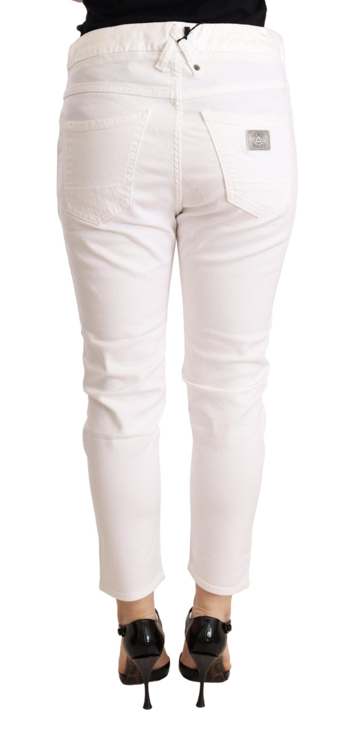 CYCLE Weiße Mid Waist Slim Fit Skinny Cotton Stretch Hose