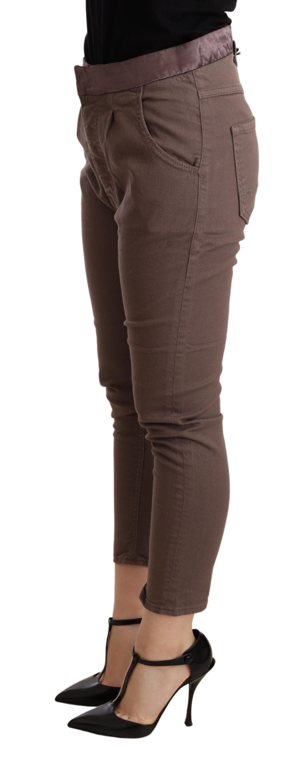 CYCLE Braun Mid Waist Cropped Skinny Stretch-Hose