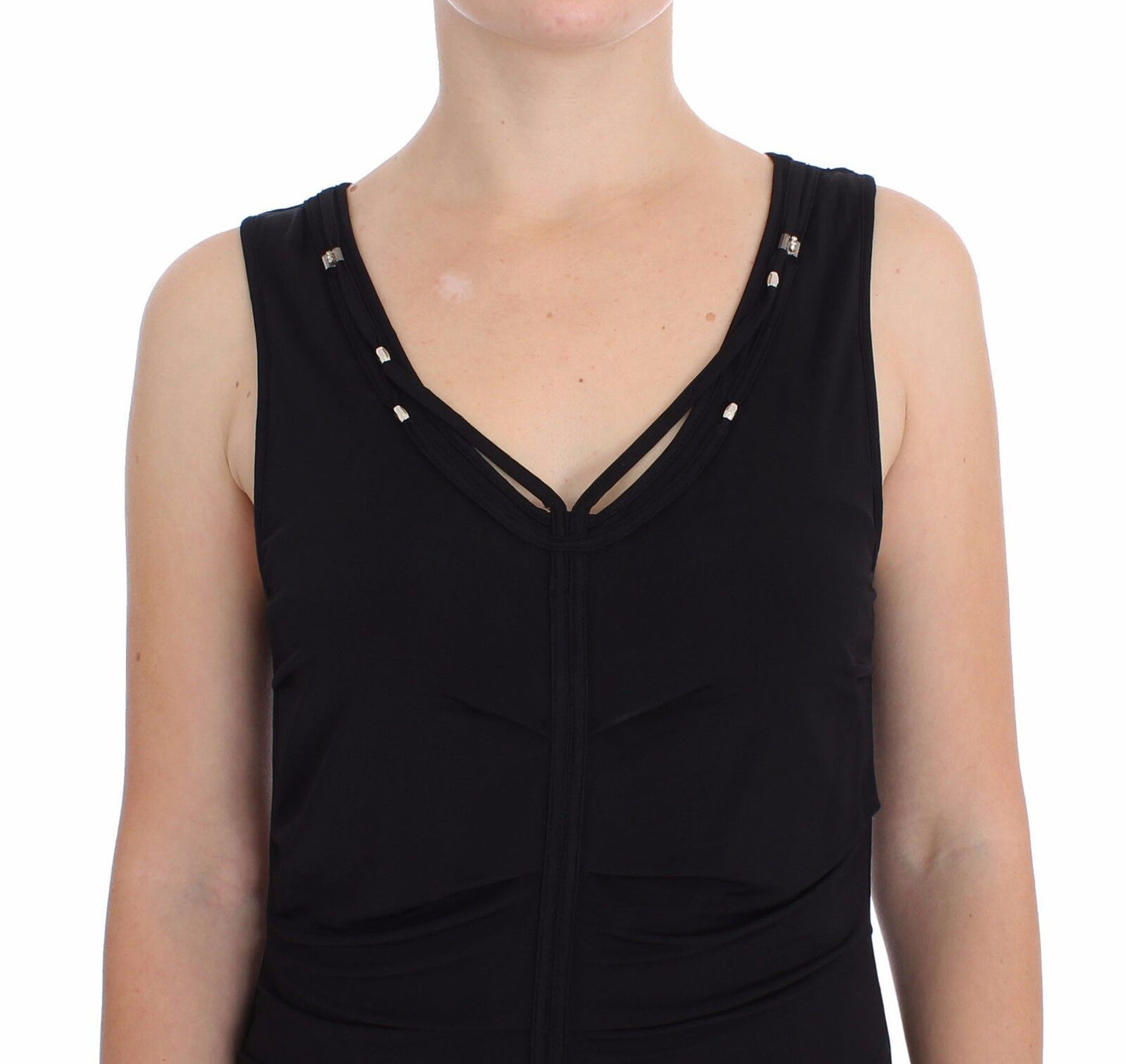 Roccobarocco Schwarzes Stretch Wiggle Pencil Etuikleid Bodycon Kleid