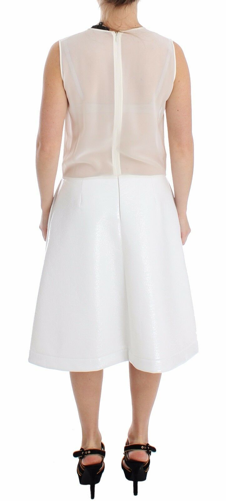 Koonhor Weißes Transparentes Kleid mit plissiertem Unterteil
