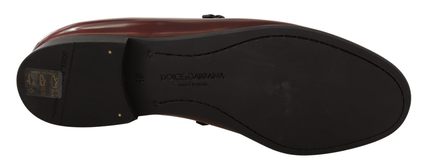 Dolce & Gabbana Bordeaux Lackleder Kleid Loafers Schuhe
