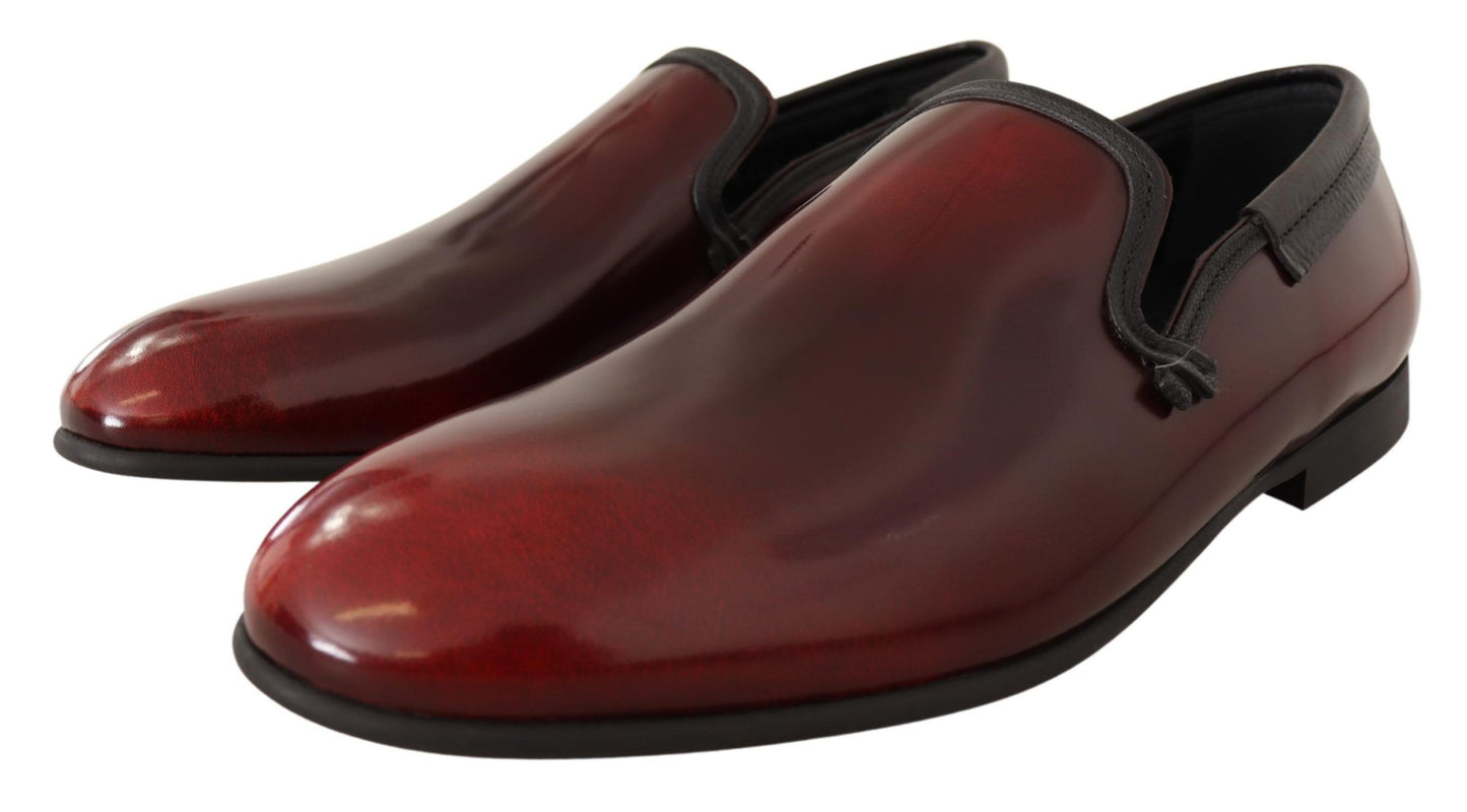 Dolce & Gabbana Bordeaux Lackleder Kleid Loafers Schuhe