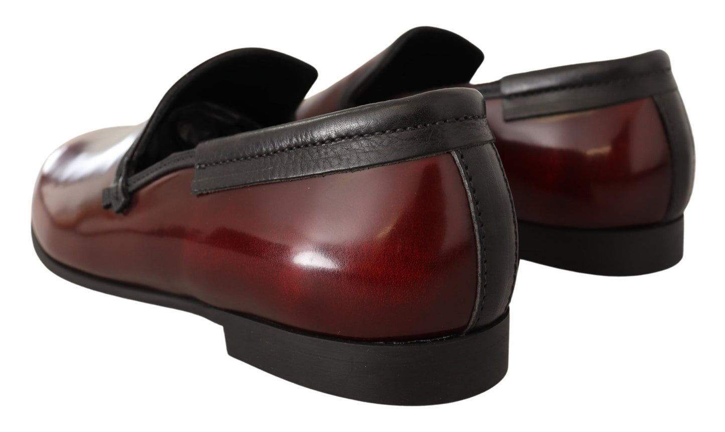 Dolce & Gabbana Bordeaux Lackleder Kleid Loafers Schuhe