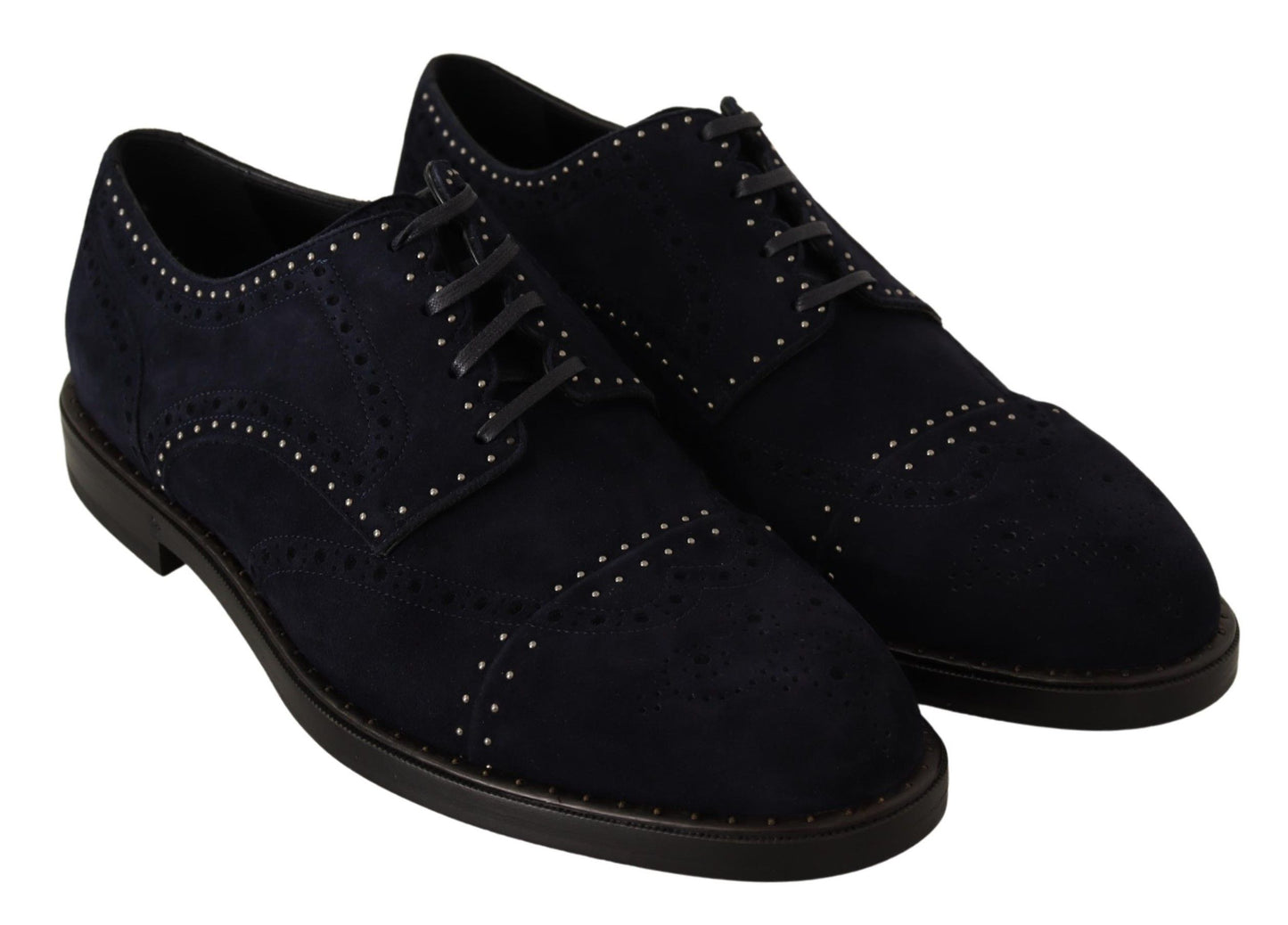 Dolce & Gabbana Blaue Derby-Schuhe aus Wildleder mit Nieten