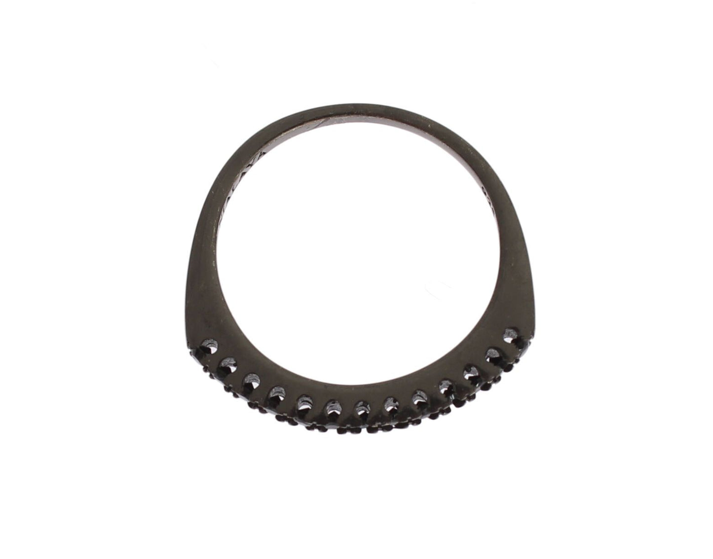 Nialaya Schwarz CZ Rhodium 925 Silber Damen Ring