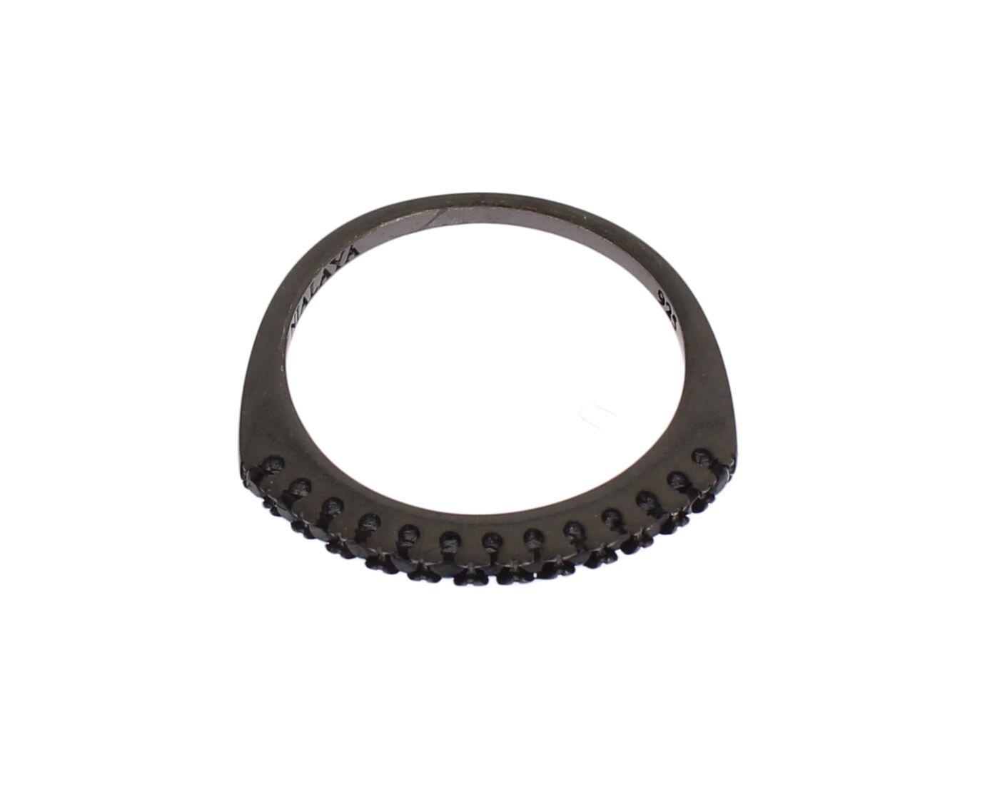 Nialaya Schwarz CZ Rhodium 925 Silber Damen Ring