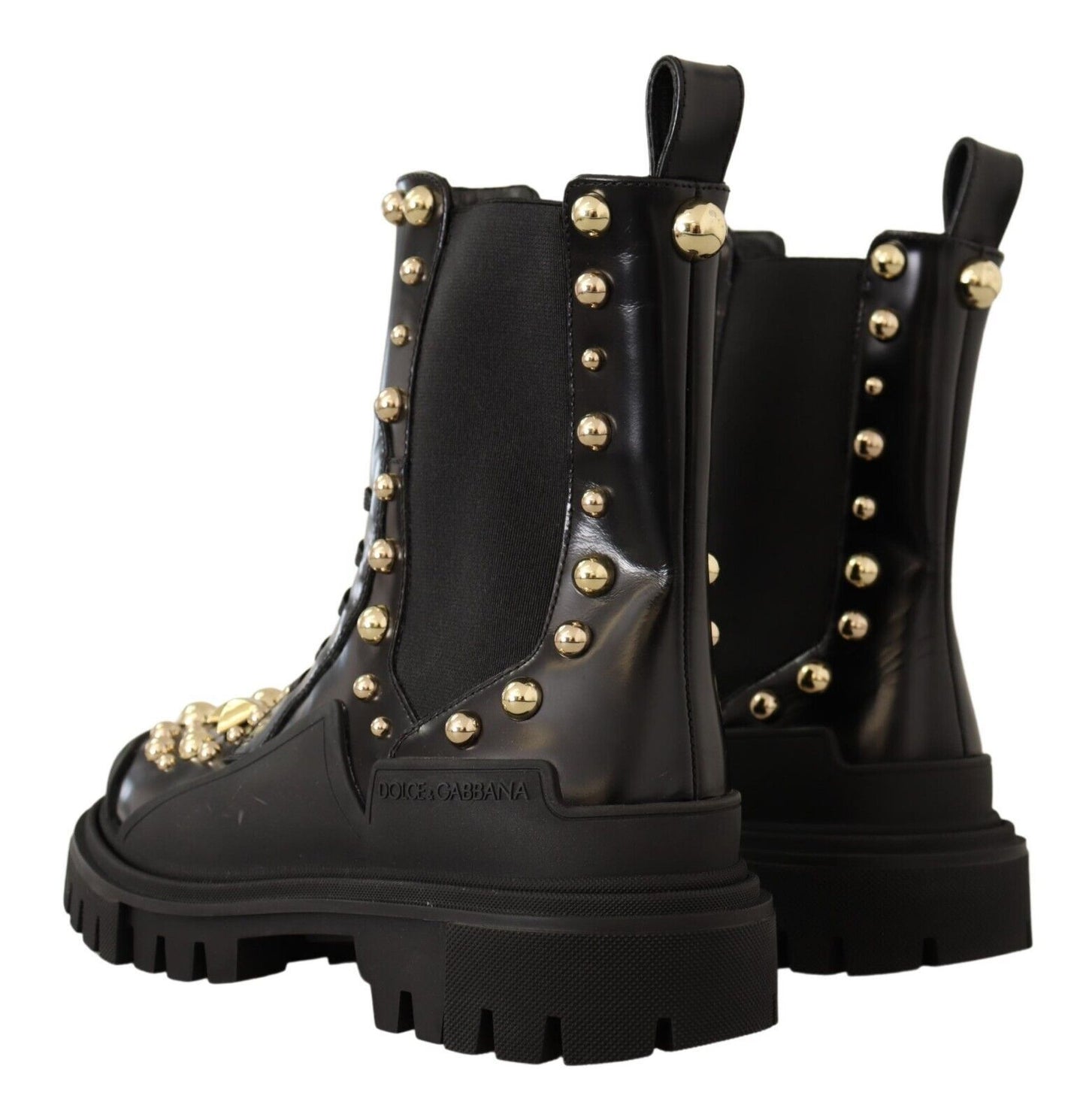 Dolce & Gabbana Schwarze Nietenstiefel aus Leder