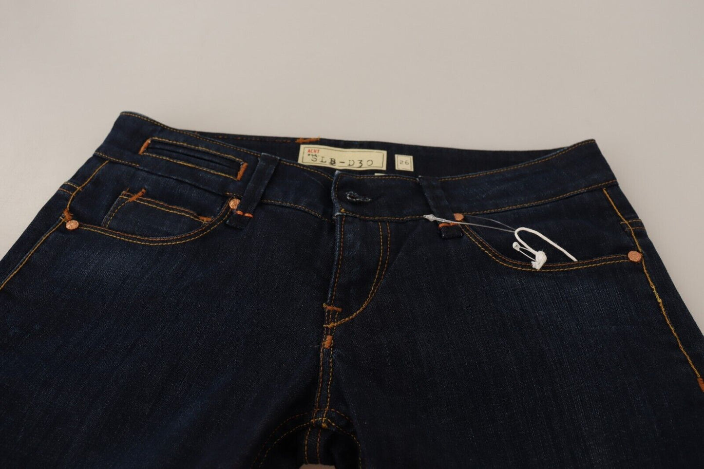 Acht Blaue gewaschene Baumwolle mit niedriger Taille Skinny Denim Damen Hosenjeans