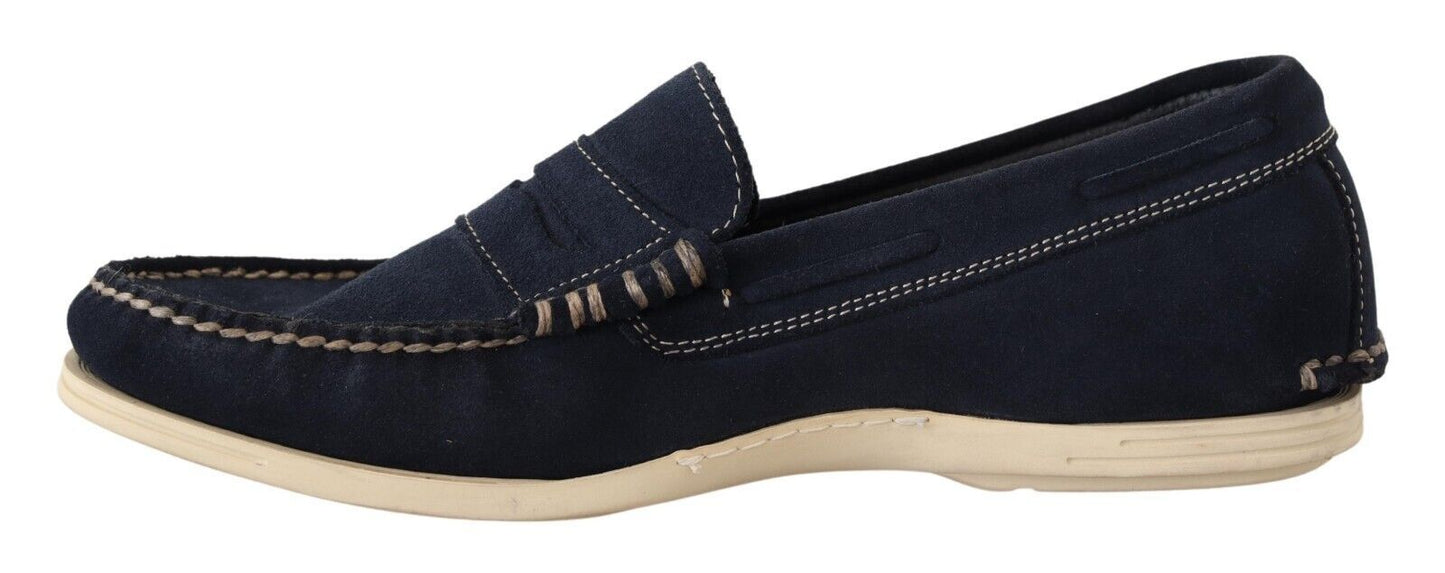 Pollini Blau Wildleder Low Top Mocassin Loafers Casual Männer Schuhe