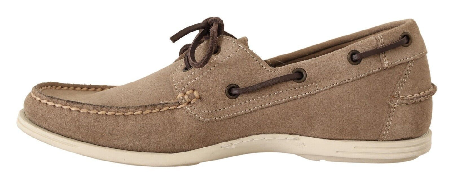 Pollini Beige Wildleder Low Top Mocassin Loafers Casual Männer Schuhe