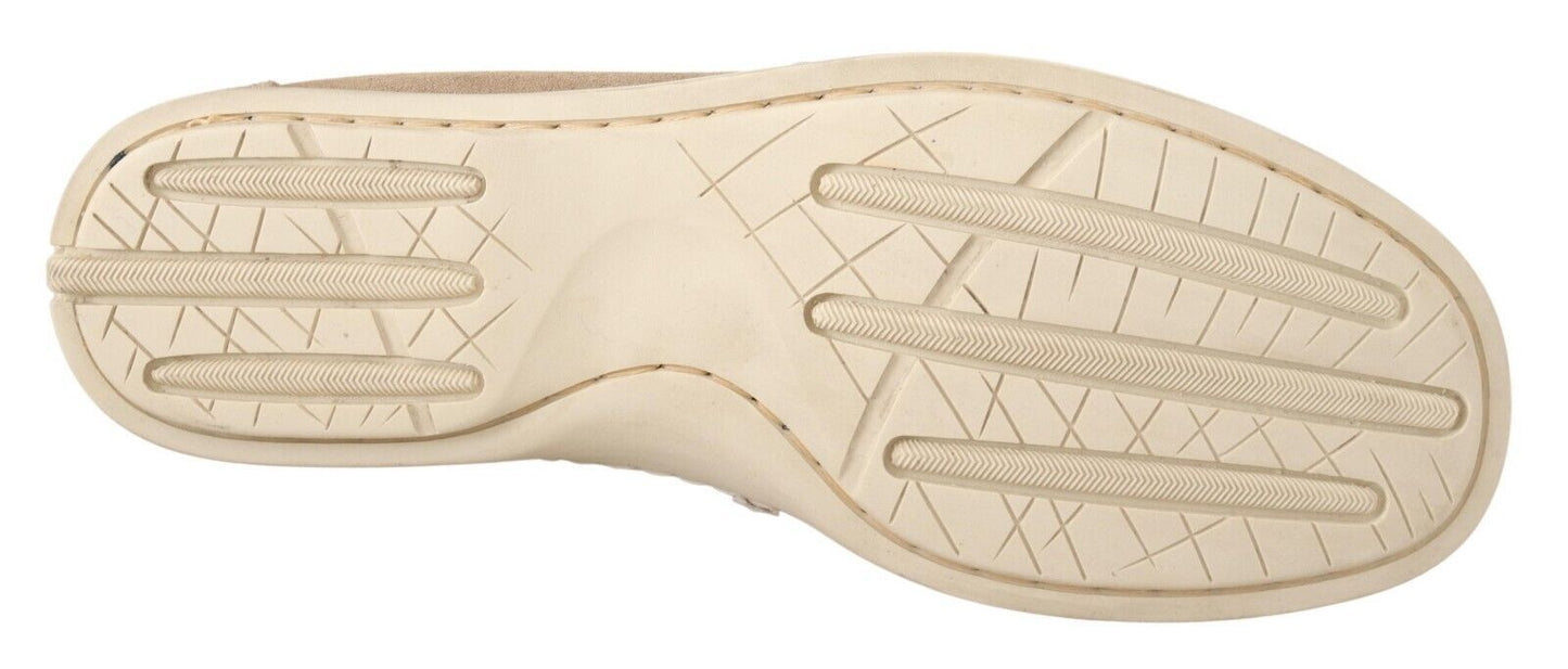 Pollini Beige Wildleder Low Top Mocassin Loafers Casual Männer Schuhe