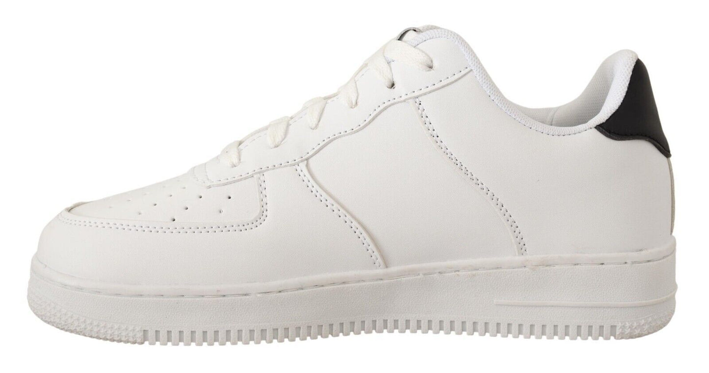 SIGNS Weißes Leder Perforiert Lace Up Sneakers Casual Männer Schuhe