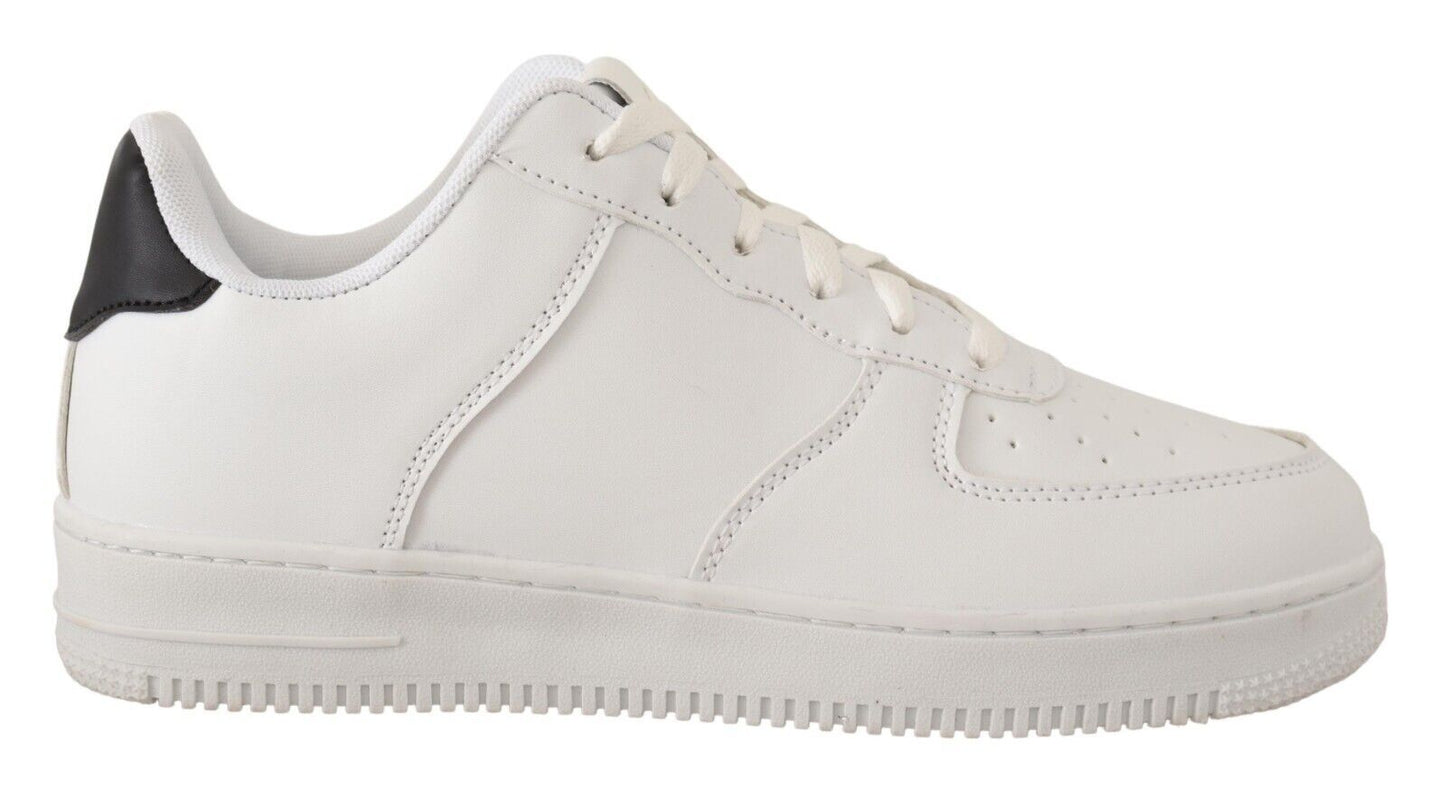 SIGNS Weißes Leder Perforiert Lace Up Sneakers Casual Männer Schuhe