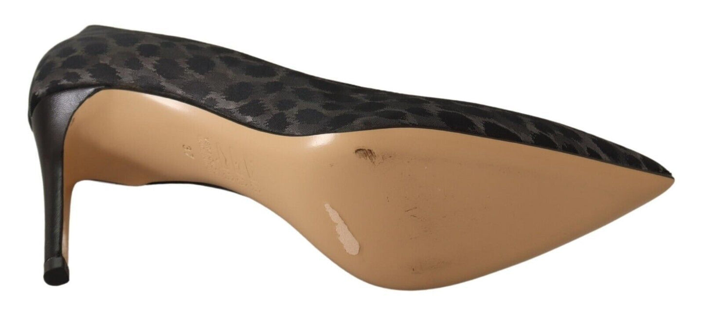 Sofia Schwarz Leopard Leder Stiletto High Heels Pumps Schuhe