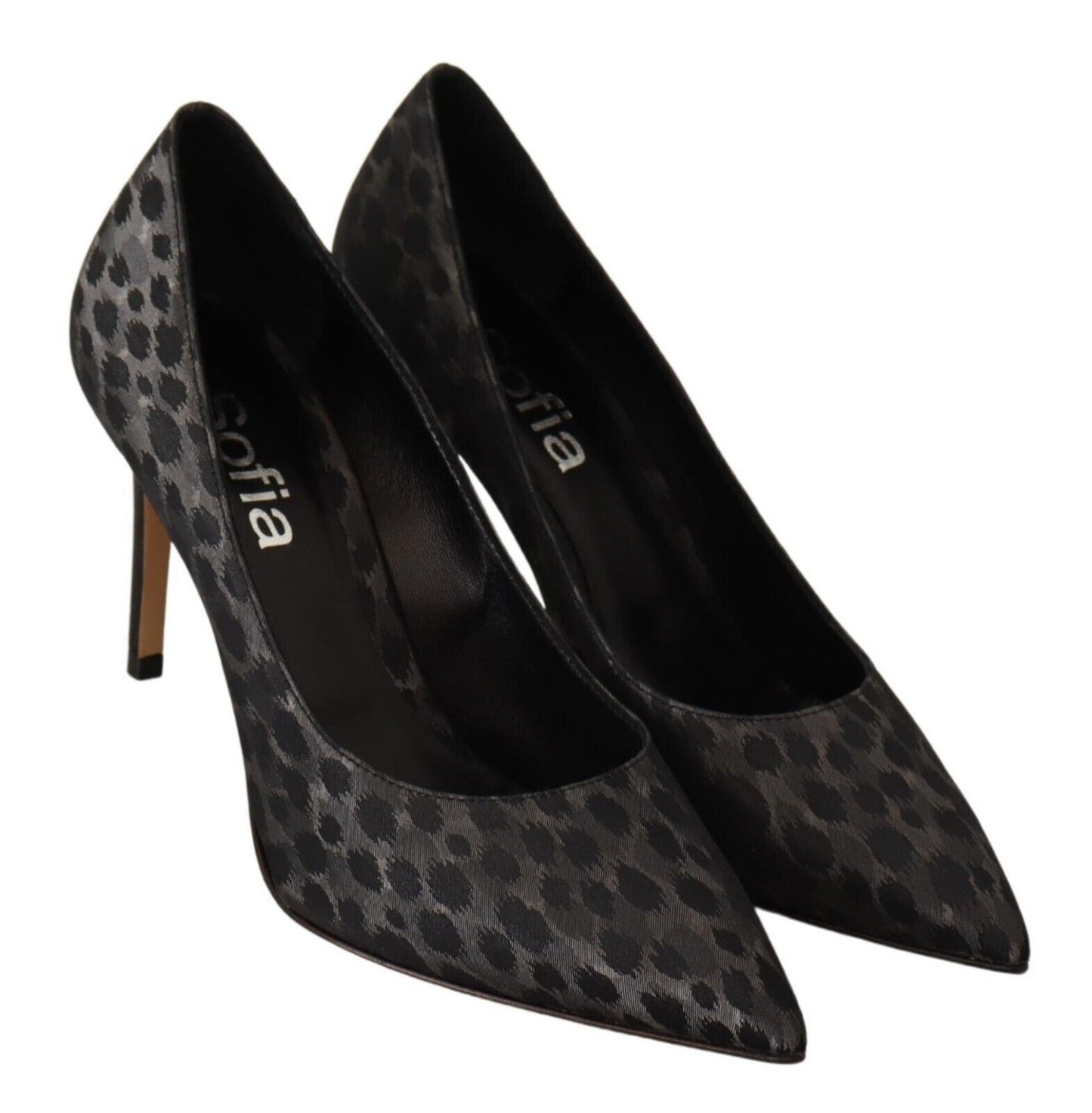 Sofia Schwarz Leopard Leder Stiletto High Heels Pumps Schuhe