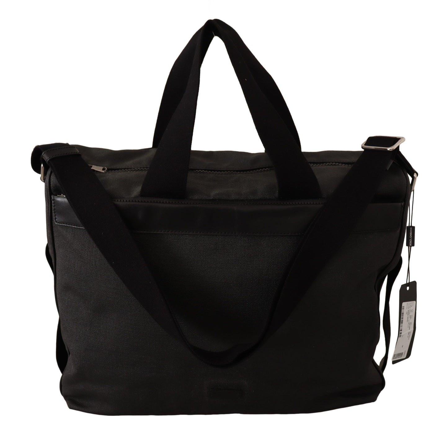Dolce & Gabbana Schwarze Denim-Leder-Schulterriemen-Messengertasche