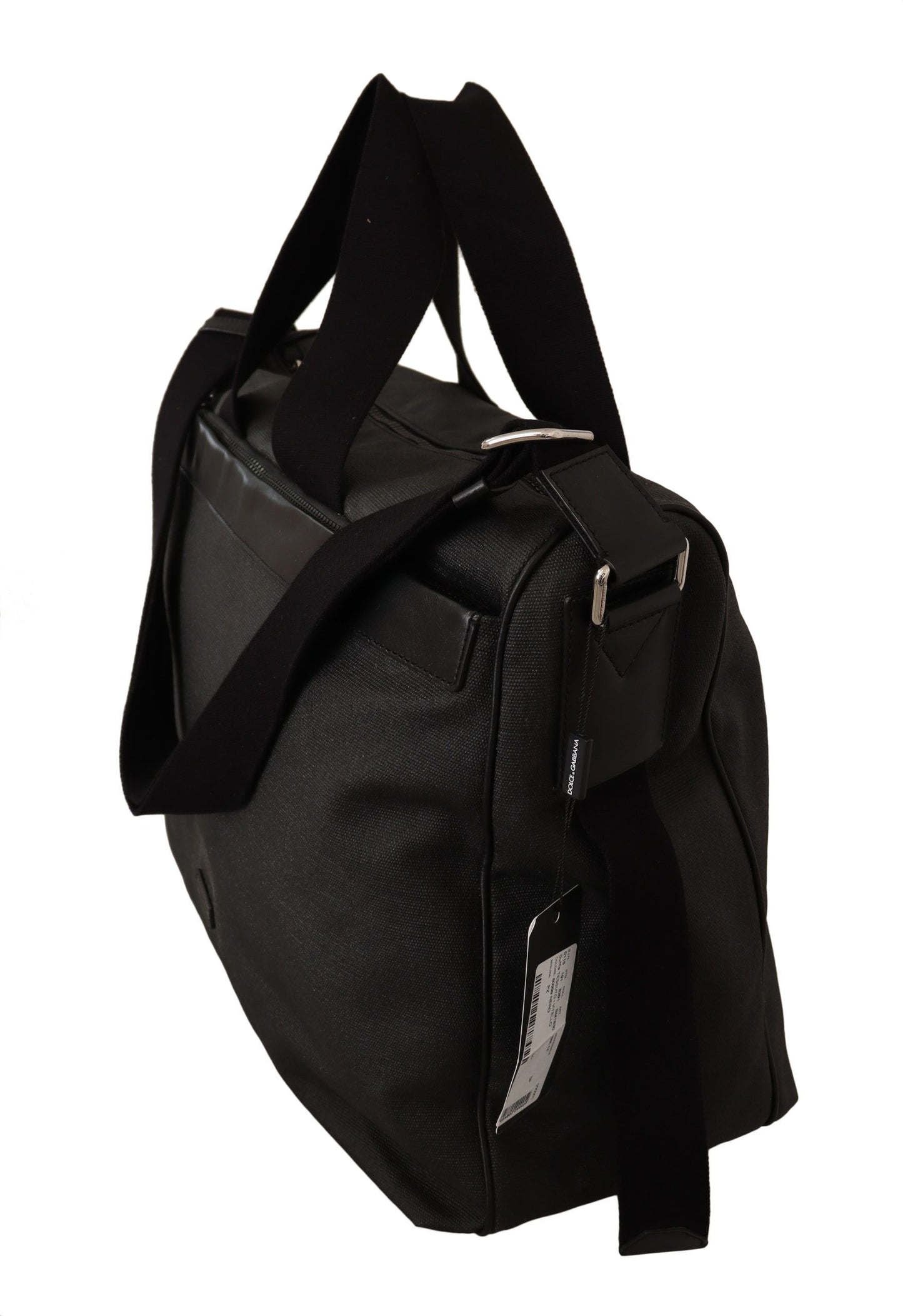 Dolce & Gabbana Schwarze Denim-Leder-Schulterriemen-Messengertasche