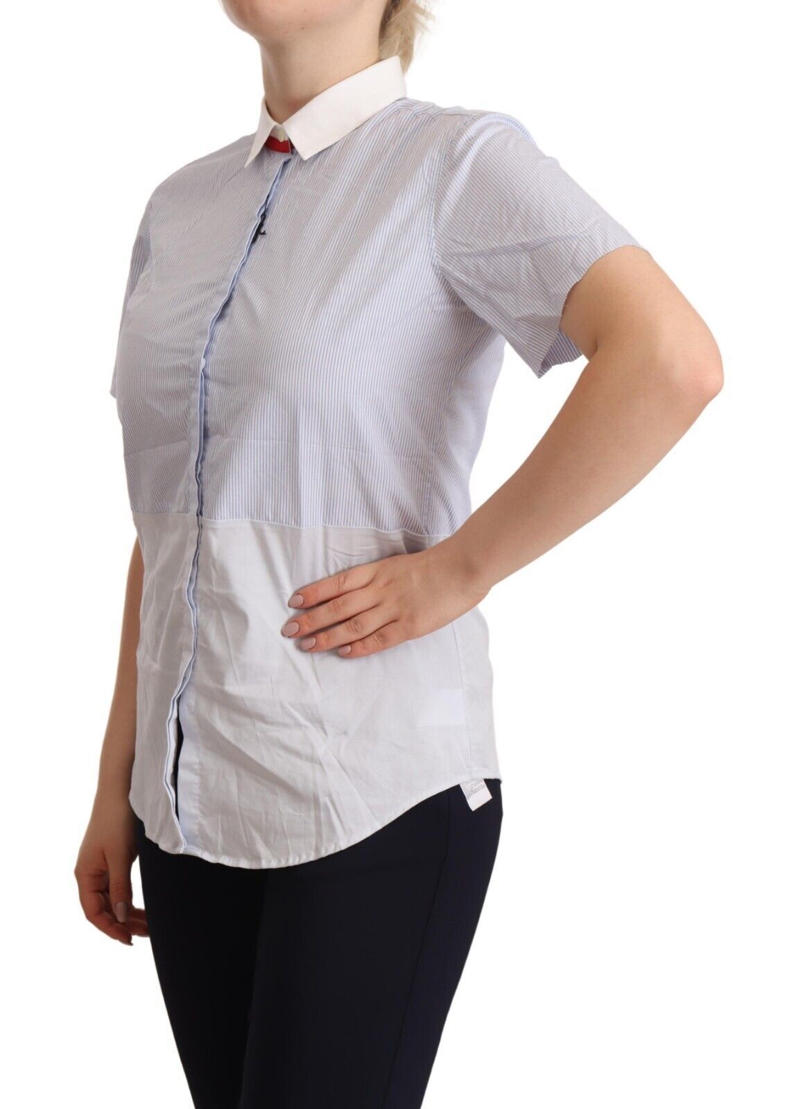 AGLINI Hellblaues Baumwoll-Poloshirt mit kurzen Ärmeln und Kragen
