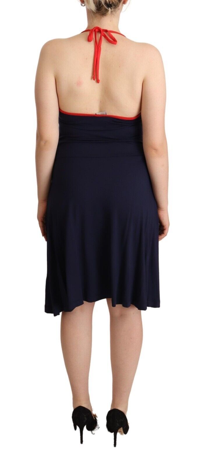 Roccobarocco Marineblaues ärmelloses Etuikleid Midikleid