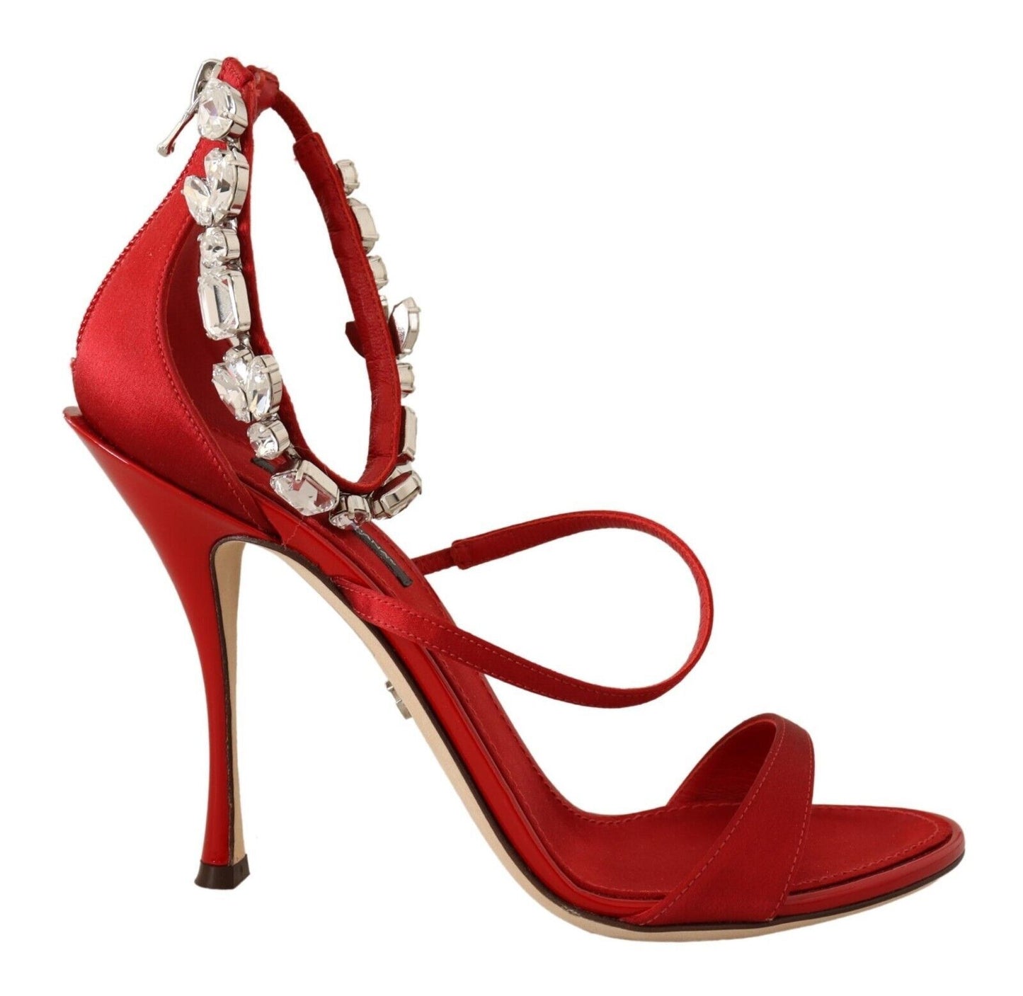 Dolce & Gabbana Rot Satin Kristalle Sandalen Keira Heels Schuhe