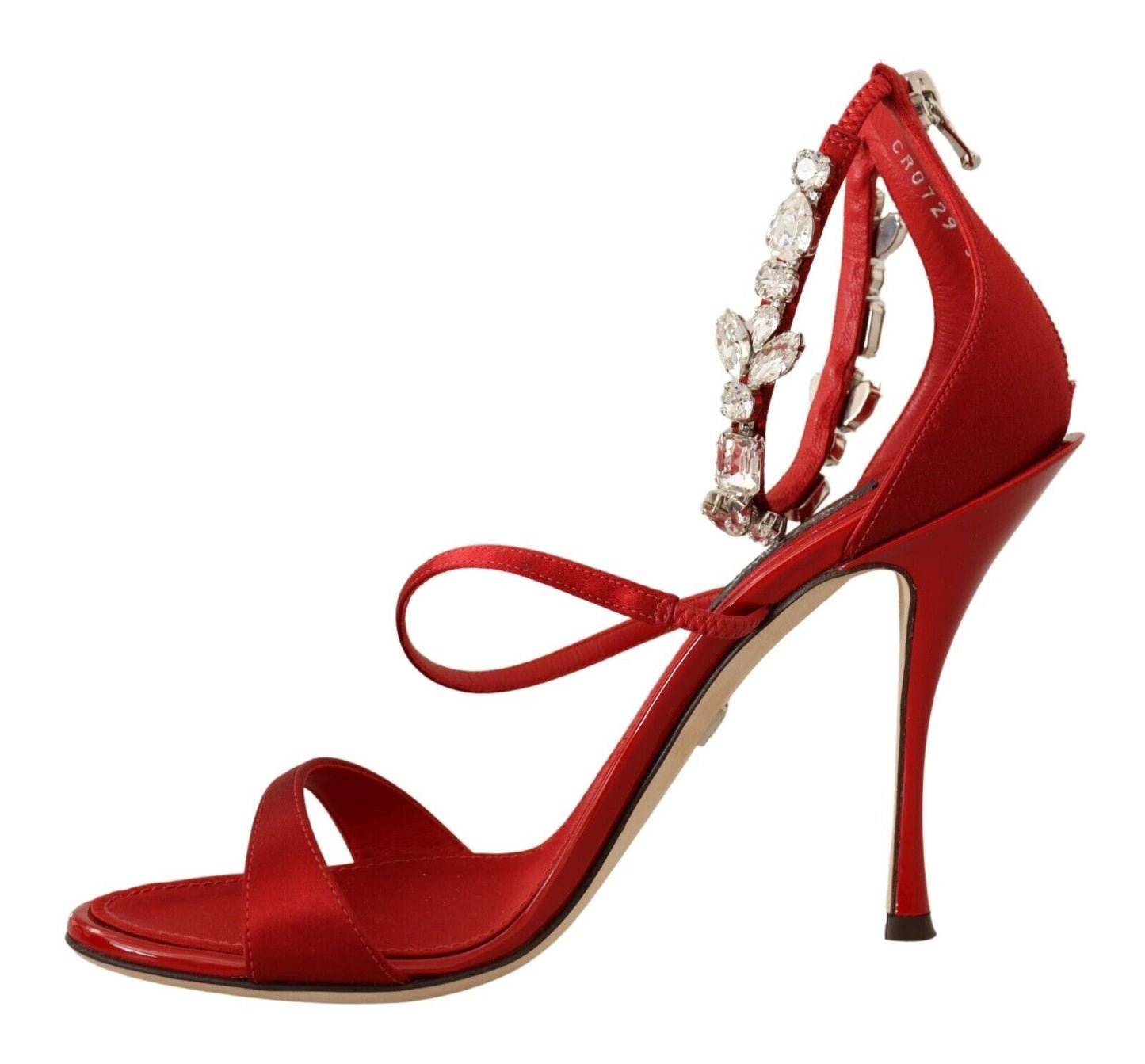 Dolce & Gabbana Rot Satin Kristalle Sandalen Keira Heels Schuhe