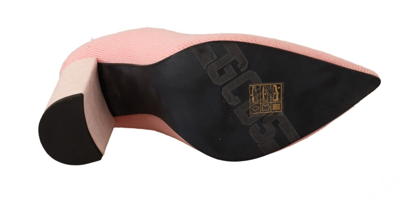 GCDS Rosa Wildleder Logo Socken Block Heel Stiefelette Schuhe