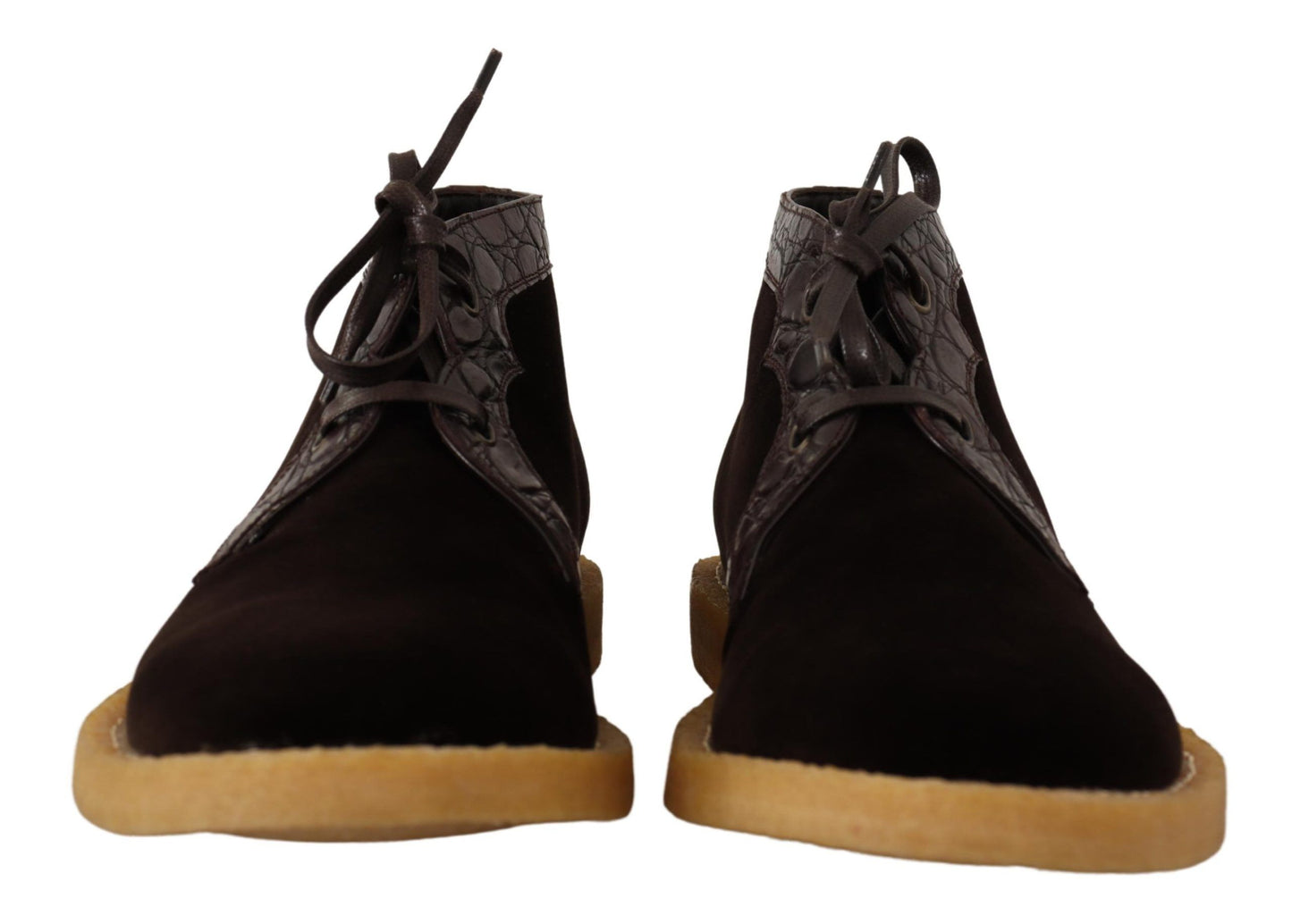 Dolce & Gabbana Exotische Lederstiefel aus braunem Samt