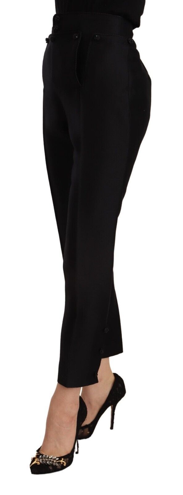 Dsquared² Schwarze Wollhose mit hoher Taille und schmaler Hose