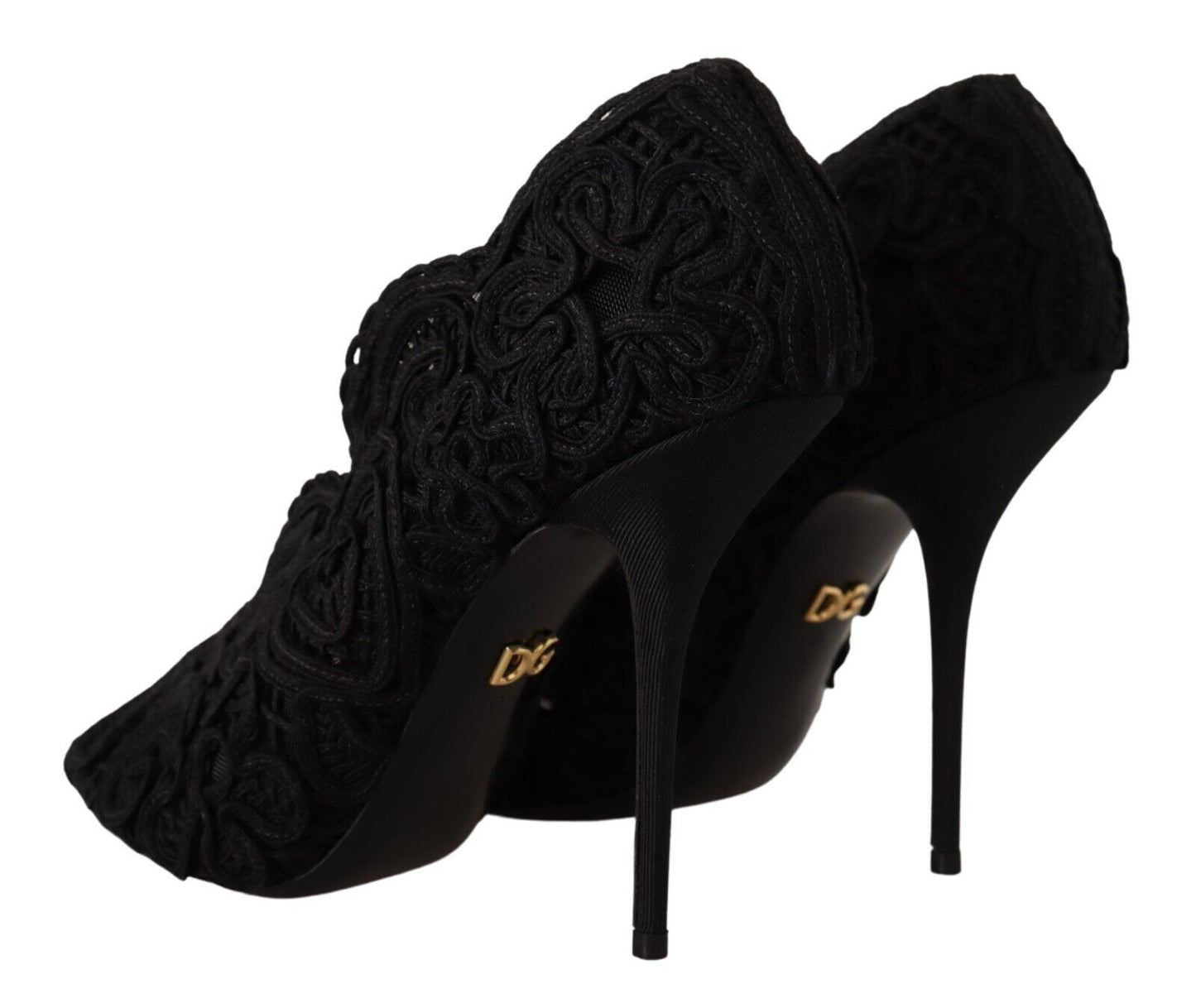 Dolce & Gabbana Schwarze Cordonetto Ricamo Pumps Offene Zehen Schuhe