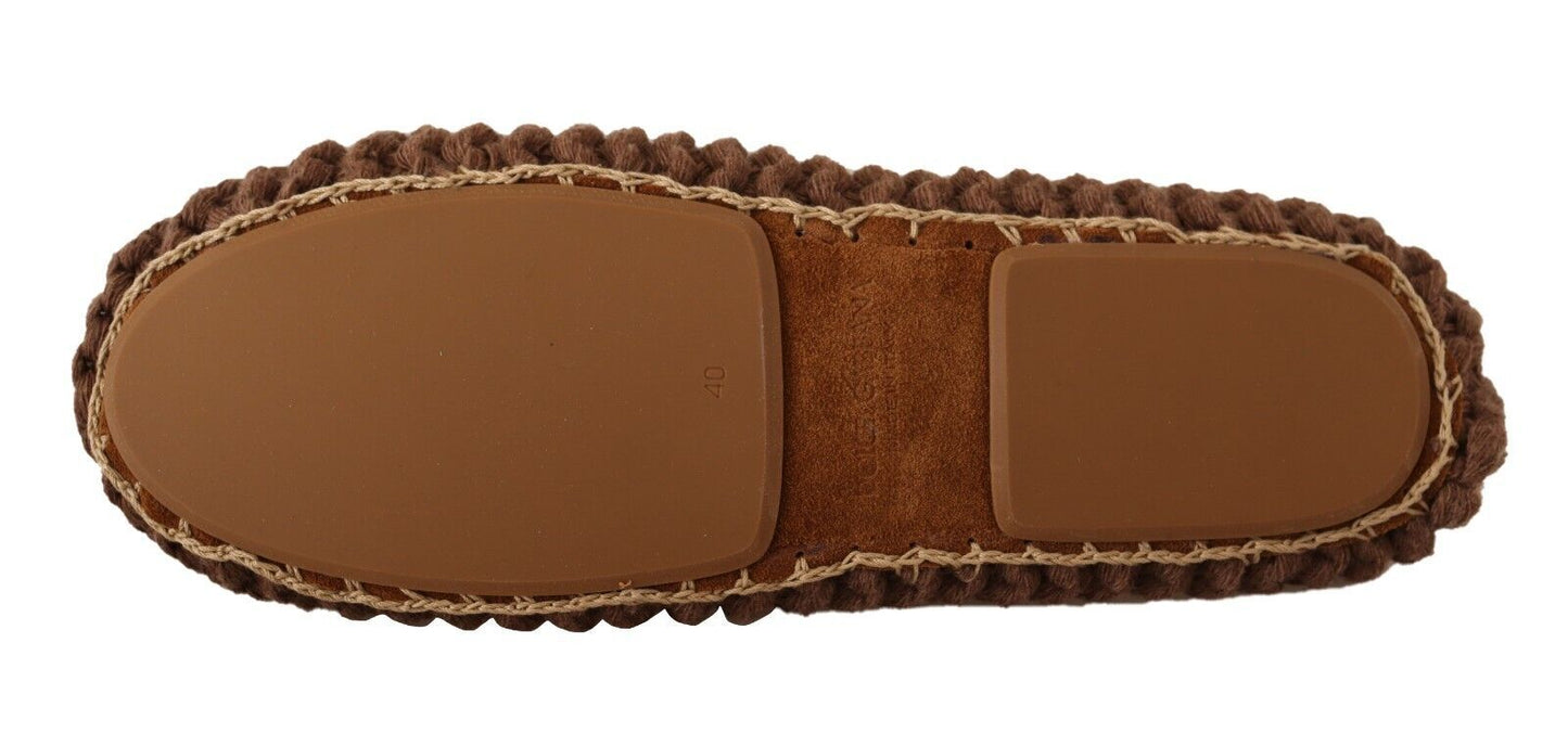 Dolce & Gabbana Braun Slip On Ballerina Flats Wolle stricken Schuhe