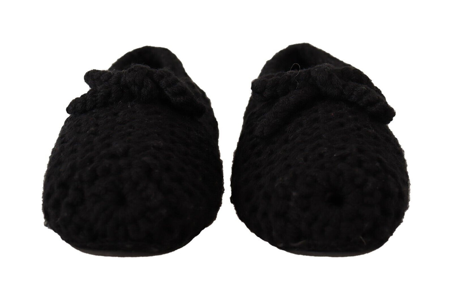 Dolce & Gabbana Schwarz Slip On Ballerina Flats Wolle stricken Schuhe