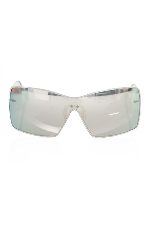 Frankie Morello Silberne Damen-Sonnenbrille im Schild-Design