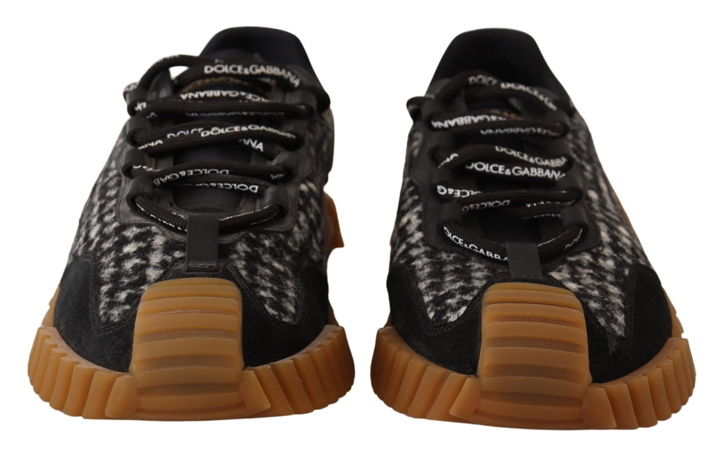 Dolce & Gabbana Schwarz Weiß Stoff Lace Up NS1 Turnschuhe