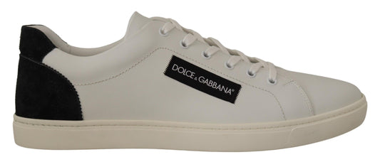 Dolce & Gabbana Weiß Schwarz Leder Halbschuhe Sneakers