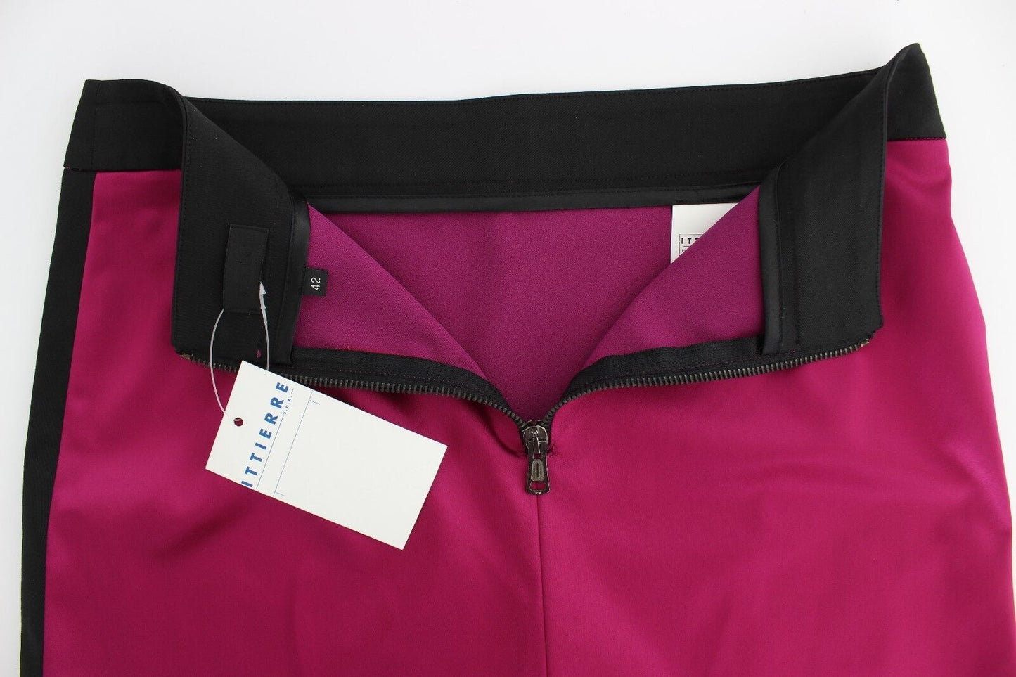 Exte Rosa Schwarz über den Knien Baumwoll-Stretchrock