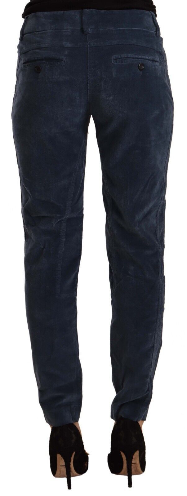 Peserico Blaue Mid Waist Cotton Stretch Tapered Pants