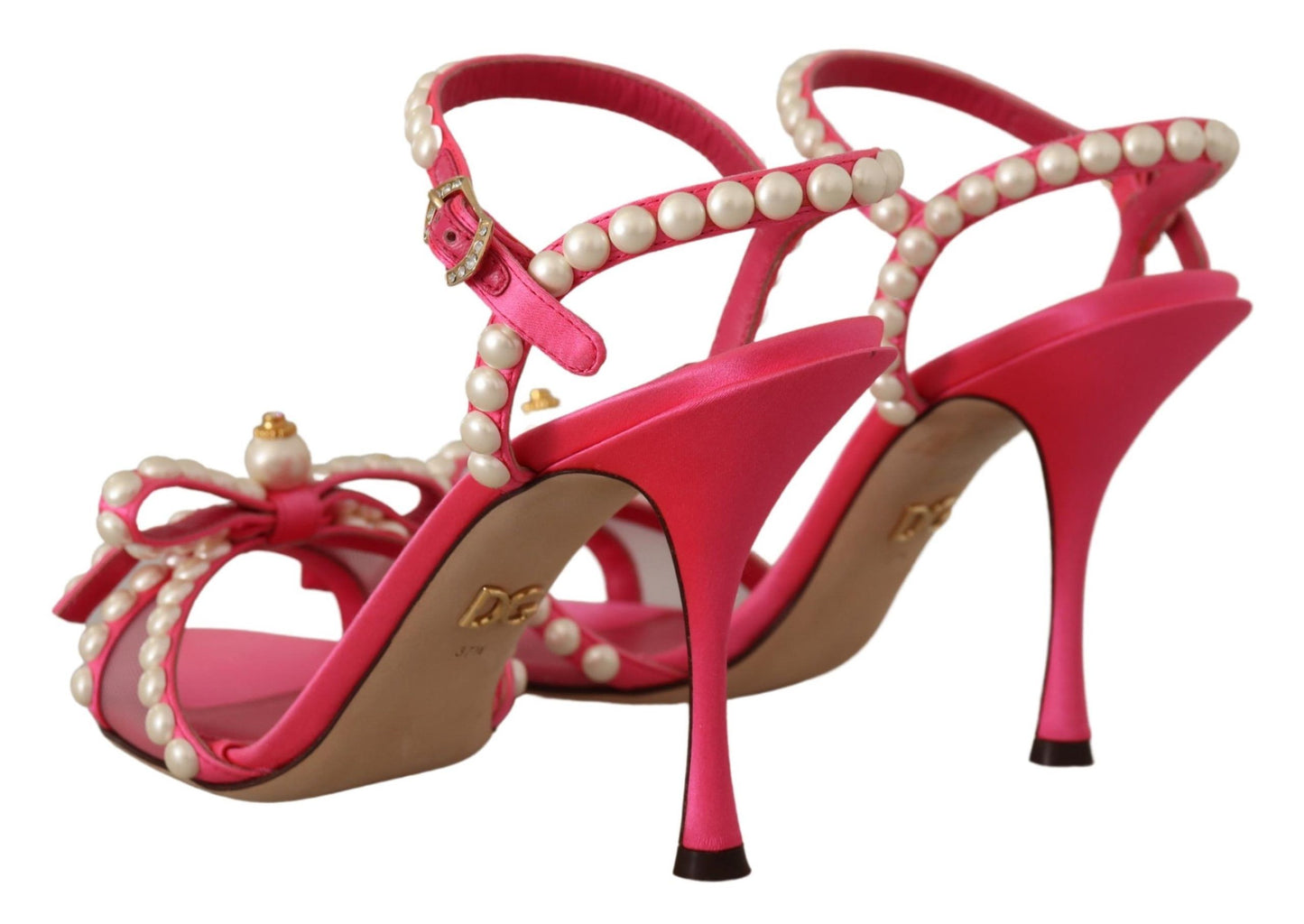 Dolce & Gabbana Rosa Satin Weiß Perle Kristalle Heels Schuhe