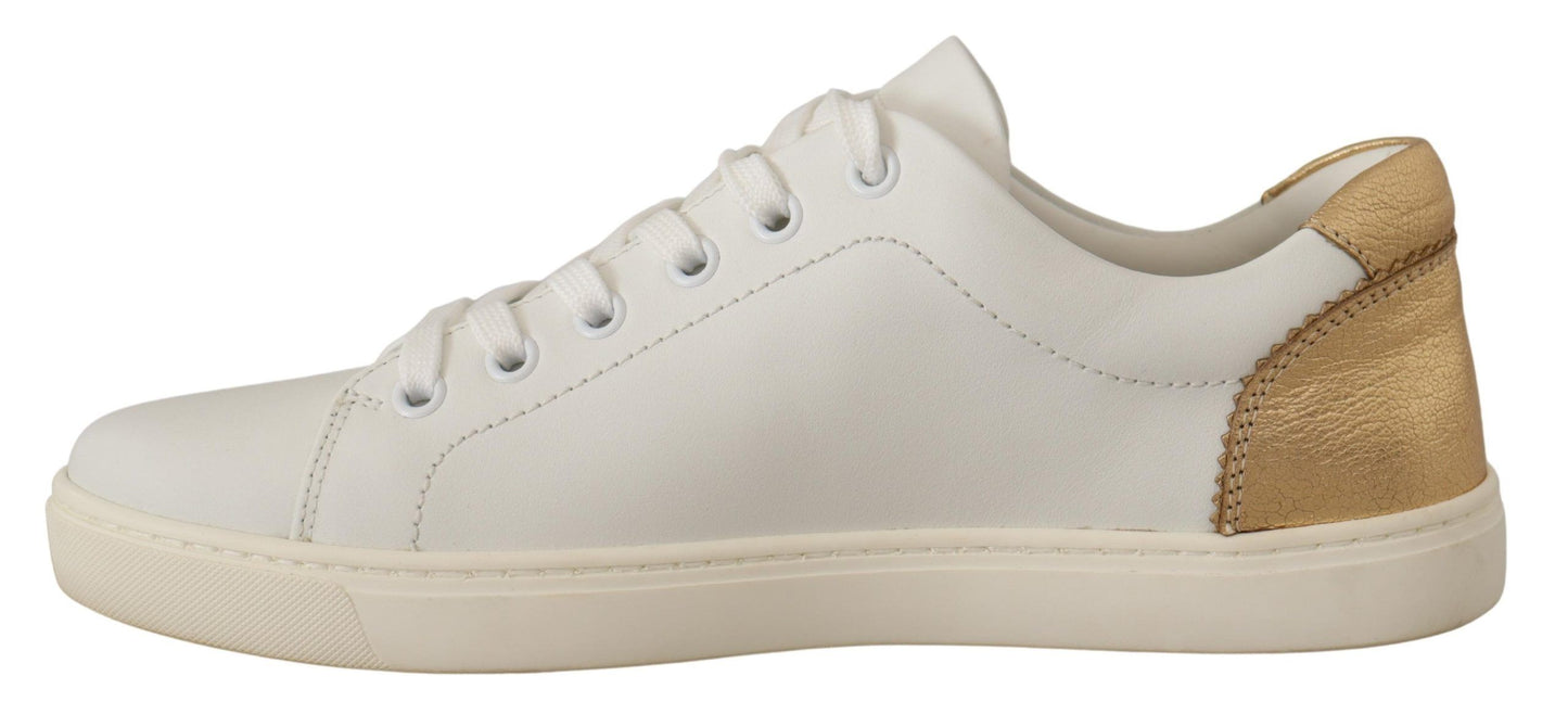 Dolce & Gabbana Weißgoldene Leder-Low-Top-Sneakers