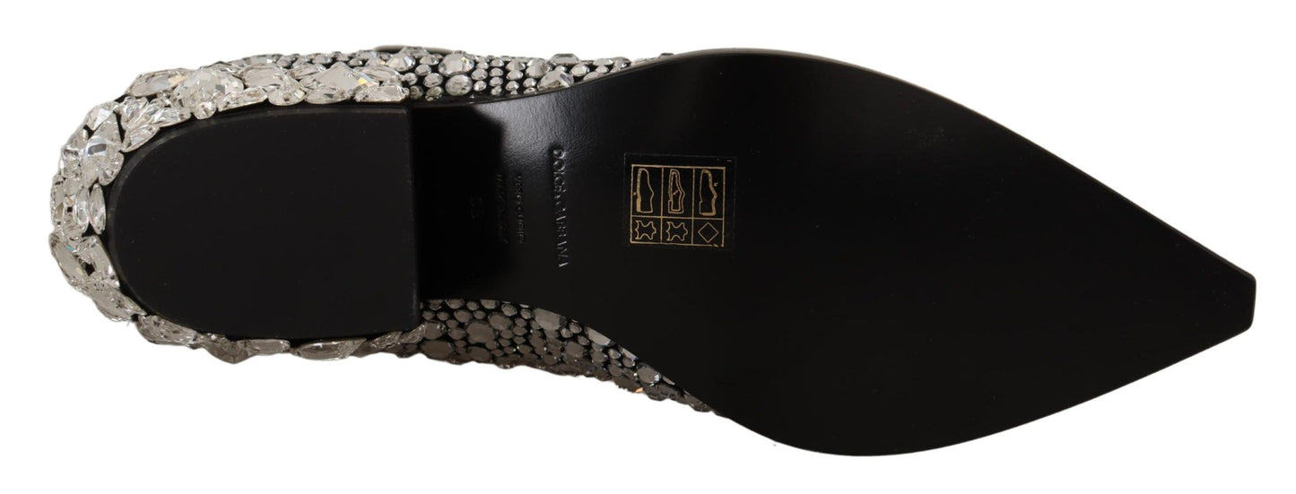 Dolce & Gabbana Schwarzes Wildleder Strass Kristall Cowgirl Stiefel