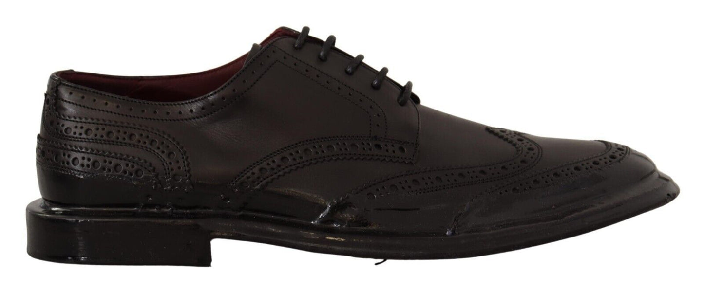 Dolce & Gabbana Schwarze Leder Oxford Wingtip Formelle Derby Schuhe