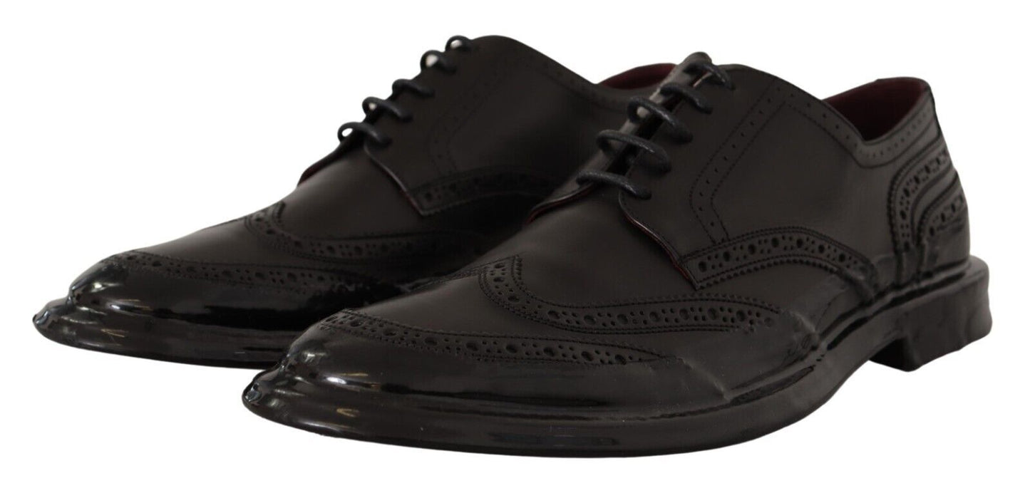 Dolce & Gabbana Schwarze Leder Oxford Wingtip Formelle Derby Schuhe