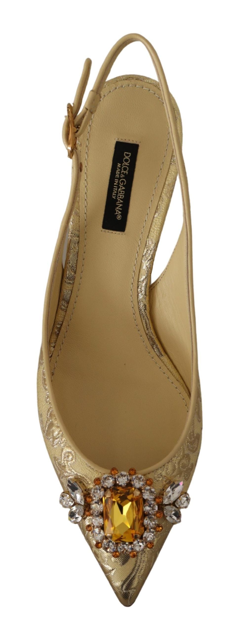 Dolce & Gabbana Gold Kristall Slingbacks Pumps Heels Schuhe