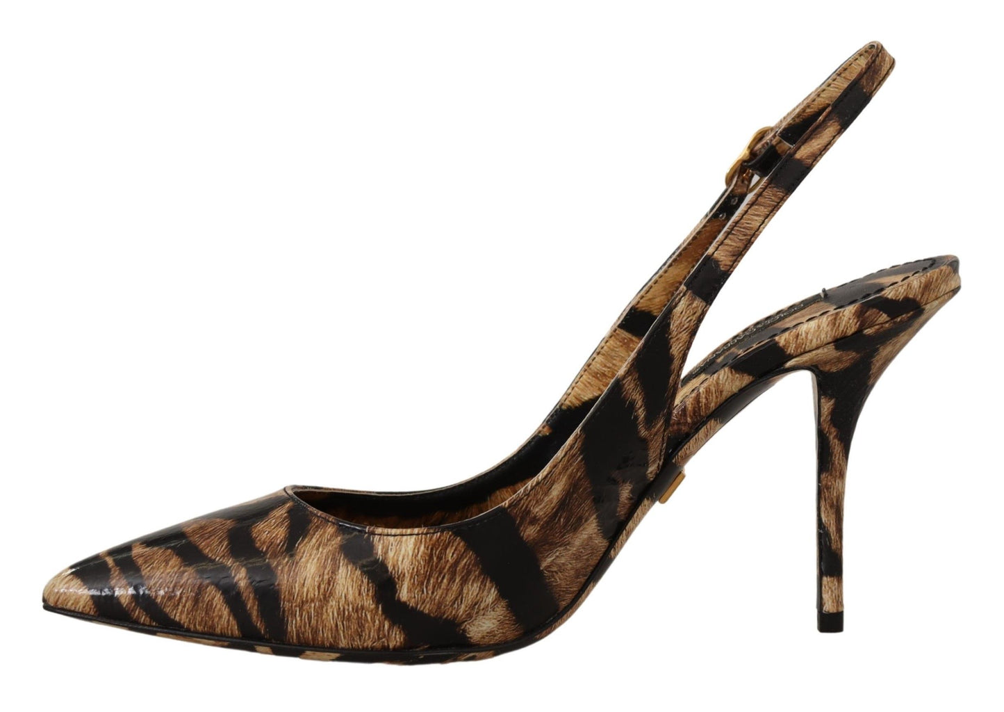 Dolce & Gabbana Braun Slingbacks Leder Tiger Schuhe