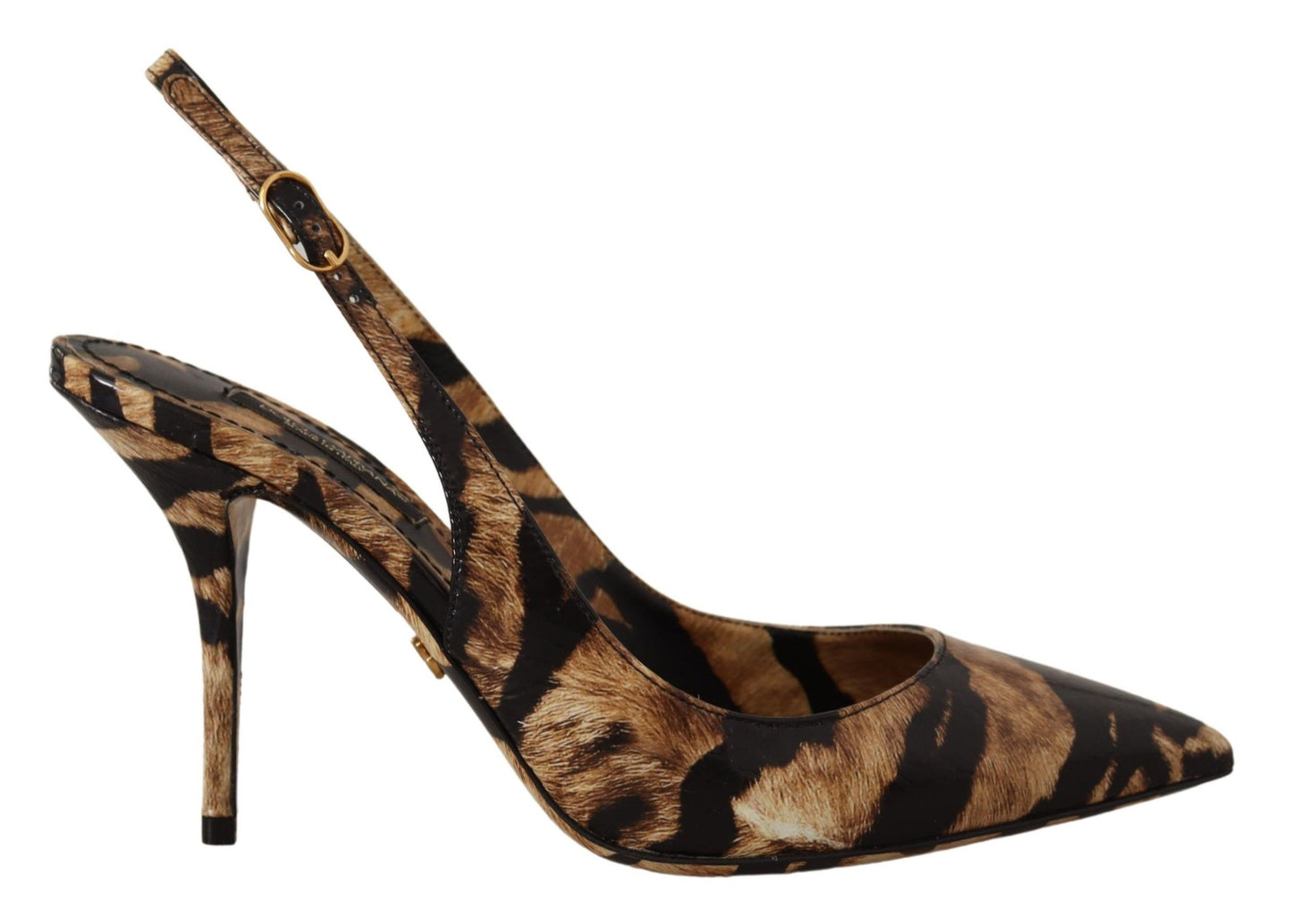 Dolce & Gabbana Braun Slingbacks Leder Tiger Schuhe